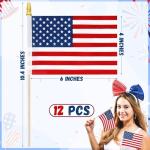 12 Pcs Small American Flags on Stick, 6x4 In 4th of July Decorations, Mini Patriotic USA Flag, Fourth of July Decorations, Hand Held July 4th Flag for Veterans Day Decorations Gifts Favors Accessories