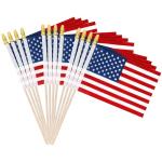 12 Pcs Small American Flags on Stick, 6x4 In 4th of July Decorations, Mini Patriotic USA Flag, Fourth of July Decorations, Hand Held July 4th Flag for Veterans Day Decorations Gifts Favors Accessories