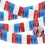 4 Packs Total 39 Feet 4th of July Parade Floats for Trailer Car, Red White Blue Foil Fringe Garland Patriotic Tinsel Streamers Banner Table Skirts for Graduation Homecoming Wedding Birthday Party