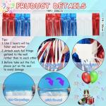 4 Packs Total 39 Feet 4th of July Parade Floats for Trailer Car, Red White Blue Foil Fringe Garland Patriotic Tinsel Streamers Banner Table Skirts for Graduation Homecoming Wedding Birthday Party