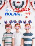 FSLLZCJY USA 4th of July Headband with Glasses - Holiday Patriotic Headband Star Sunglasses with Red Blue and White Style for Fourth of July Accessories Independence Day Party Decorations Favors