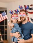 FSLLZCJY USA 4th of July Headband with Glasses - Holiday Patriotic Headband Star Sunglasses with Red Blue and White Style for Fourth of July Accessories Independence Day Party Decorations Favors