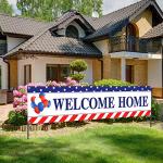Blulu Welcome Home Banner Decoration 71 x 15.7 Inches Large Welcome Back Home Yard Sign for Outdoor Memorial Day Patriotic Labor Day Homecoming Deployment Returning Party Decorations Supplies