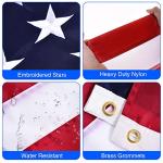 Quarut House Flag Pole Kit,Including 6Ft Stainless Steel Flag Pole,Heavy Duty Nylon 3x5 Ft American Flag,Aluminum Alloy Rings and Bracket.Wall Mounted Flagpole Set for Residential Commercial-Black