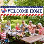 Blulu Welcome Home Banner Decoration 71 x 15.7 Inches Large Welcome Back Home Yard Sign for Outdoor Memorial Day Patriotic Labor Day Homecoming Deployment Returning Party Decorations Supplies