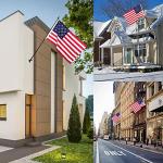 Quarut House Flag Pole Kit,Including 6Ft Stainless Steel Flag Pole,Heavy Duty Nylon 3x5 Ft American Flag,Aluminum Alloy Rings and Bracket.Wall Mounted Flagpole Set for Residential Commercial-Black