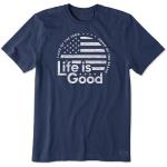 Life is Good. Men's Crusher Tee LIG Flag Circle, Darkest Blue