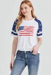 American Flag T Shirt Women 4th of July Shirts Raglan Short Sleeve Patriotic Tee Tops XL