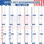 4th of July Necklace Accessories, 12PCS Veterans Day Beads Necklaces Bulk, Independence Day Red Blue White Stars USA Flags Necklace, Veterans Day Patriotic Bulk for Parade Party Favors Decorations