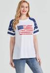 American Flag T Shirt Women 4th of July Shirts Raglan Short Sleeve Patriotic Tee Tops XL