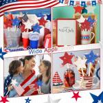 Vicenpal 24 Pcs Patriotic Glitter Wooden Star Picks Memorial Day Decorations 4th of July Double Sided Picks Red White Blue Decorative Vase Filler for Independence Day Home tabletop centerpieces