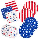 4th of July Party Supplies Set-American Patriotic Theme for Independence & Election Day Decorations, Includes Dinner & Dessert Plates, Napkins- for Patriotic & 4th of July Party Decorations-48 Guests