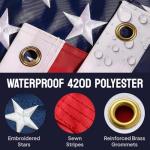 3x5 USA Flag With Embroidered Stars & Sewn Stripes - American Flags for Outside 3x5 – Heavy Duty UV Treated Polyester (Tougher Than Nylon), 70% More Fade Resistant