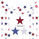 8 Pack Red White Blue Star Garland 4th of July Decorations Star Paper Streamers Banner for Independence Day Celebration, Labor Day, Veterans Day, Memorial Day, Holiday Decorations