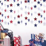 8 Pack Red White Blue Star Garland 4th of July Decorations Star Paper Streamers Banner for Independence Day Celebration, Labor Day, Veterans Day, Memorial Day, Holiday Decorations