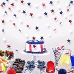 8 Pack Red White Blue Star Garland 4th of July Decorations Star Paper Streamers Banner for Independence Day Celebration, Labor Day, Veterans Day, Memorial Day, Holiday Decorations