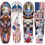 4th of July Temporary Tattoo Sleeve, Large Full Arm Patriotic USA Fourth of July Fake Tattoo Sleeve For Men Women Adult, Independence Day Arm Temp Tatoo Sticker Veteran American Flag Leg Body, 4-Sheet