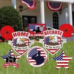 Soaoo 8 Pcs Veterans Day Yard Signs Decorations with 16 Pcs Stakes Weatherproof Patriotic Signs Decorations Thank You Veterans Day Military Party Supplies Garden Yard Lawn Outdoor Decor