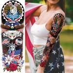 4th of July Temporary Tattoo Sleeve, Large Full Arm Patriotic USA Fourth of July Fake Tattoo Sleeve For Men Women Adult, Independence Day Arm Temp Tatoo Sticker Veteran American Flag Leg Body, 4-Sheet