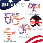 CURASA 9PCS American Flag Glasses 4th Of July Paper Glasses Patriotic Party Decorations Red White Blue Eyewear Memorial Day Sunglasses Independence Day Outfits Photo Booth Props Favor Gifts For Adults