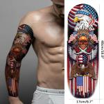 4th of July Temporary Tattoo Sleeve, Large Full Arm Patriotic USA Fourth of July Fake Tattoo Sleeve For Men Women Adult, Independence Day Arm Temp Tatoo Sticker Veteran American Flag Leg Body, 4-Sheet