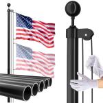 Flag Pole for Outside House, 16 FT Heavy Duty 45K PSI & 95 HBW Hard Aerospace Aluminum Flagpole Kit, Unbending Outdoor In-Ground Flag Poles with 3x5 American Flag for Yard, Residential or Commercial