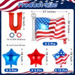 23 Pcs 4th of July Balloons, Independence Day Decorations Balloons, USA Aluminum Foil Balloon,18 Inch Red Blue Star Balloon for Labor Day Memorial Day Party Decoration Supplies (USA Letter and Star)