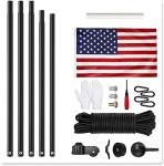 Flag Pole for Outside House, 16 FT Heavy Duty 45K PSI & 95 HBW Hard Aerospace Aluminum Flagpole Kit, Unbending Outdoor In-Ground Flag Poles with 3x5 American Flag for Yard, Residential or Commercial