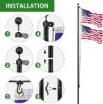 Flag Pole for Outside House, 16 FT Heavy Duty 45K PSI & 95 HBW Hard Aerospace Aluminum Flagpole Kit, Unbending Outdoor In-Ground Flag Poles with 3x5 American Flag for Yard, Residential or Commercial