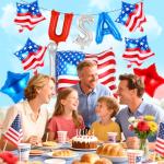 23 Pcs 4th of July Balloons, Independence Day Decorations Balloons, USA Aluminum Foil Balloon,18 Inch Red Blue Star Balloon for Labor Day Memorial Day Party Decoration Supplies (USA Letter and Star)