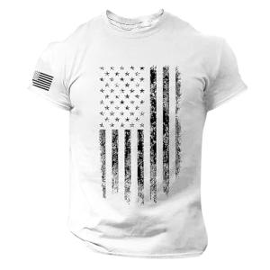 Men's Patriotic T-Shirts,Men's Fun Graphic Tees American Flag Patriotic T-Shirts Short Sleeve 4Th of July Shirt Crewneck Summer Workout Tops(X-Large,White)