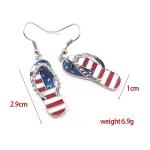 coadipress American USA Flag Earrings for Women Patriotic Red White Blue Flip Flop Sandal Cubic Zircon Dangle Drop Earrings, 4th of July Independence Day Gift (Flip Flop)