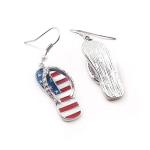 coadipress American USA Flag Earrings for Women Patriotic Red White Blue Flip Flop Sandal Cubic Zircon Dangle Drop Earrings, 4th of July Independence Day Gift (Flip Flop)