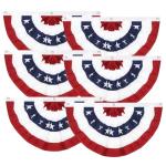 1.5x3Ft 4th of July Decorations Patriotic Decorations Outdoor USA Pleated Fan Bunting Stars and Stripes Banner Fourth of July Veterans Labor Memorial Day Red White and Blue Decor 6Pack