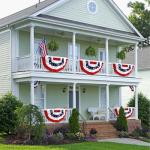 1.5x3Ft 4th of July Decorations Patriotic Decorations Outdoor USA Pleated Fan Bunting Stars and Stripes Banner Fourth of July Veterans Labor Memorial Day Red White and Blue Decor 6Pack