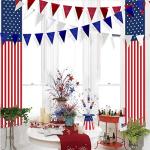 30 Ft Red Silver Blue Triangle Pennant Banner Bunting Hanging Paper Flag Garland for 4th of July American Independence Day USA National Day Patriotic Graduation Wedding Hen Party Decorations Supplies