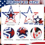 COCHIE 4th of July Decorations Stars Set of 4, Red White Blue Decor, Patriotic Memorial Day Star Tiered Tray Decor, Labor Day Fourth of July Decoration for Home Office Table Shelf (Print)