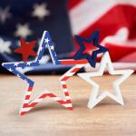 COCHIE 4th of July Decorations Stars Set of 4, Red White Blue Decor, Patriotic Memorial Day Star Tiered Tray Decor, Labor Day Fourth of July Decoration for Home Office Table Shelf (Print)