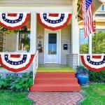 1.5x3Ft 4th of July Decorations Patriotic Decorations Outdoor USA Pleated Fan Bunting Stars and Stripes Banner Fourth of July Veterans Labor Memorial Day Red White and Blue Decor 6Pack