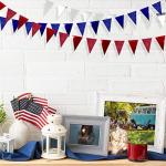 30 Ft Red Silver Blue Triangle Pennant Banner Bunting Hanging Paper Flag Garland for 4th of July American Independence Day USA National Day Patriotic Graduation Wedding Hen Party Decorations Supplies