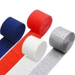 FUGUIR 4 Rolls Patriotic Crepe Paper Streamers Red White Blue Silver Craft Birthday Party Streamers Garland Hanging Backdrop Decorations for 4th of July Independence Day (1.8 Inch x 82 Ft/Roll)