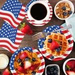American Flag Tableware Set Patriotic Party Tableware Set,Veterans Gathering Party Decorations Patriotic Paper Plates and Napkins Tablecloth Memorial Independence Day Dinnerware for 20 Guests