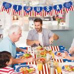 American Flag Tableware Set Patriotic Party Tableware Set,Veterans Gathering Party Decorations Patriotic Paper Plates and Napkins Tablecloth Memorial Independence Day Dinnerware for 20 Guests