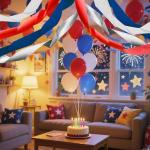 FUGUIR 4 Rolls Patriotic Crepe Paper Streamers Red White Blue Silver Craft Birthday Party Streamers Garland Hanging Backdrop Decorations for 4th of July Independence Day (1.8 Inch x 82 Ft/Roll)