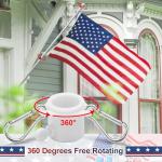 Flag Pole Kit with 3x5 American Flag - Includes 5ft Heavy Duty Tangle Free Flagpole,Embroidered 3X5 US Flag,Aluminum Mount Holder Bracket,Metal Flagpoles for Outside House,Porch,Outdoor - White