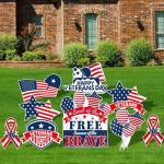 Hahood 9 Pieces Happy Veterans Day Yard Sign Decorations Waterproof Thank You Veterans Party Yard Signs with 18 Stakes Plastic Lawn Sign for Veterans Day Party Garden Lawn Outdoor Decor