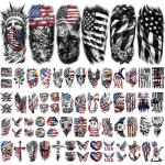 77 Sheets Independence Day Temporary Tattoos, USA Flag Patriotic Waterproof Fake Tattoos, Red White and Blue Party Supplies Tattoo for 4th of July Memorial Day, Veterans Day Tattoos