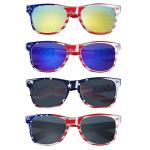 Giga Gud 4th of July USA Flag American America USA Flag Patriotic Sunglasses (4 Pairs)