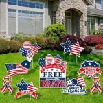 Hahood 9 Pieces Happy Veterans Day Yard Sign Decorations Waterproof Thank You Veterans Party Yard Signs with 18 Stakes Plastic Lawn Sign for Veterans Day Party Garden Lawn Outdoor Decor