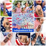 77 Sheets Independence Day Temporary Tattoos, USA Flag Patriotic Waterproof Fake Tattoos, Red White and Blue Party Supplies Tattoo for 4th of July Memorial Day, Veterans Day Tattoos